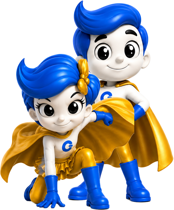 Young Gamerosity heroes in capes